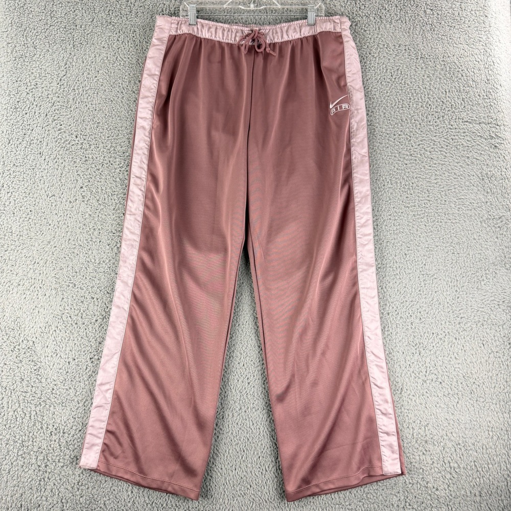 Nike Air Track Pants Womens XL Mauve Satin Trim Wide Leg Breakaway Snap Pants